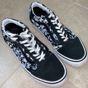 Blue Floral Vans Sneakers Sz 8